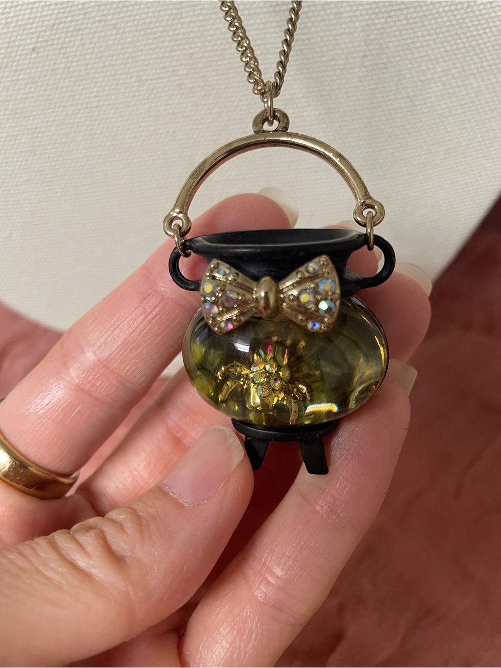 Vintage Betsey Johnson Cauldron Pendant Necklace